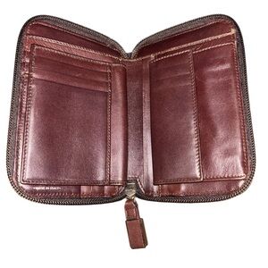 Salvatore Ferragamo Brown Leather Zip Unisex Wallet